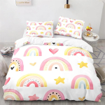 Vikerkaar tekikott Komplekt V&auml;rviline Vikerkaar Valge Pilv Muster Armas Kawaii Pol&uuml;ester Tekikate Kuningas Kuninganna Suurus T&uuml;drukutele 135x200cm white
