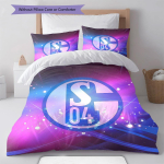 FC Schalke 04 logo Voodipesu Tekikomplekt Tekikate Padjap&uuml;&uuml;r Kodukaunistus S&uuml;nnip&auml;evakingitus (1 * tekikott + 2 * padjap&uuml;&uuml;ri, ilma s&uuml;damikuta) 140x200cm