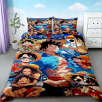 Laste 3-osaline tekikott &Uuml;ks T&uuml;kk Luffy Multikas Voodipesukomplekt Tekikate Pehme Mugav Magamistoa Kaunistuseks Parimad Kingitused EU Single 135*200cm/53x79in 3pcs blue