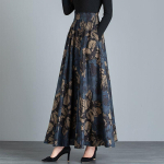 Naiste s&uuml;giskleit taskuseelik k&otilde;rge v&ouml;&ouml;koht vintage lilleprindiga elastne v&ouml;&ouml;koht elegantne midi seelikud XL