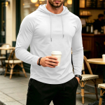 Meeste vabaaja hingav kapuutsiga p&auml;ikesekaitse pikkade varrukatega s&auml;rk Kerge sportlik pullover reguleeritava n&ouml;&ouml;riga kapuutsiga v&auml;litegevusteks XXL white