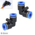 2 tk L-kujuline k&uuml;&uuml;narnukk plastikust pneumaatiline kiir&uuml;hendus Kahesuunaline kiirelt paigaldatav &otilde;hutoru t&ouml;&ouml;riist 6&ndash;16 mm 6mm sinine
