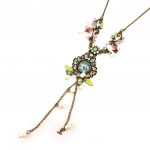 Les Tr&eacute;sors De Lily [B3395] - Collier Cr&eacute;ateur 'R&eacute;tro Filigrane' Bleu / Blanc sinine