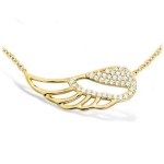 Les Tr&eacute;sors De Lily [L9543] - Collier Plaqu&eacute;-Or 'Les Ailes d'Ange' blanc dor&eacute; - 25x10 mm kuld