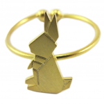 7bis [P5883] - Bague artisanale 'Origami' (lapin) dor&eacute; - 15x8 mm kuld