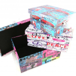 Les Tr&eacute;sors De Lily [I6270] - 3 puidust suveniirikarbi komplekt  Rock Music  tutti frutti - 39x30x17 cm mitmev&auml;rviline
