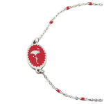 Les Tr&eacute;sors De Lily [R0108] - Bracelet cr&eacute;ateur Acier 'Flamant Rose' rouge argent&eacute; - 12x9 mm punane