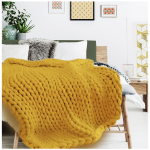 Les Tr&eacute;sors De Lily [R1075] - Akr&uuml;&uuml;ltekk 'Chunky Knit' sinep ooker (kudumine) - 150x120 cm kollane