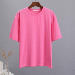 Hirsionsani suvine kokkuvolditud l&uuml;hikeste varrukatega T-s&auml;rk naiste hubane puuvillane massiivne lahtised s&auml;rgid vabaaja vaba t-s&auml;rk Suure kaelusega Lihtsad naiste topid S roosa punane v&auml;rv