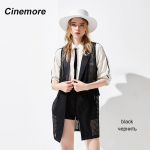 Cinemore Vestid Naiste Mood Pikk kleit Kootud Vest Varrukateta Rev&auml;&auml;r Valge &Otilde;&otilde;nes Jope suvine naistekleit 2022 X96115 S must