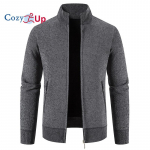 Cozy Up uus kampsun meeste fliisist soe kootud &uuml;hev&auml;rviline krae t&otilde;mblukk Slim Fit kardigan M tumehall v&auml;rv