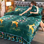 King-/queen-size/twin Winter flanellvoodi seelik tekikate Padjap&uuml;&uuml;r Neljaosaline komplekt Paksendatud soe lihtne voodipesu kvaliteetne Twin 4pcs
