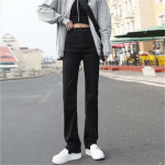 kevad 2022 naiste mood k&otilde;rge v&ouml;&ouml;koht Naiste laia s&auml;&auml;rega teksad kottis naiste teksap&uuml;ksid capris P&uuml;ksid teksad mom teksad p&uuml;ksid pruunid XS must