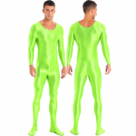 Meeste &uuml;hes t&uuml;kis pikkade varrukatega paagiga Unitard džemprikoos, veniv spandex Bodysuit rombid XL fluorestseeruv roheline v&auml;rv