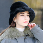 Karusnahast &auml;mbrim&uuml;ts 2022 uus mood naiste s&uuml;gis- ja talvine soe paksendatud Flshermani m&uuml;ts Panama karusnahast &auml;mbrik&uuml;bar Naiste m&uuml;ts M56-58cm must