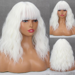 MISS PARUK Naturaalset pruuni v&auml;rvi naiste l&uuml;hike laineline parukas tukkidega s&uuml;nteetilisest kiust Cosplay igap&auml;evaseks kandmiseks peo &otilde;lgade pikkusega laineline parukas