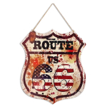 Les Tr&eacute;sors De Lily [A0690] - Retro metallist tahvel  Route 66  vintage punane beež - 35x30 cm beež