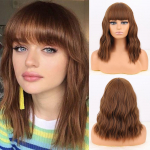 MERISIHAIR Pruunid lainelised Bob parukad naistele S&uuml;nteetilisest kiust parukad koos tukkidega Naturaalsed lainelised &otilde;lgade pikkused parukad