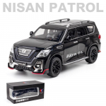 1/24 Nissan Patrol Diecast sulamist automudel Maasturite simulatsiooniga m&auml;nguauto kerge heliga Tagasit&otilde;mmatav m&auml;nguasjakollektsioon lastele t&auml;iskasvanutele kingitused 1/24-size:21*9*8.3cm must