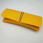 Moodne kokkupandav pandlaga pingutusn&ouml;&ouml;r pehme puhta v&auml;rviga p&auml;ikeseprillide karp PVC nahast prillide &uuml;mbris kott prillide hoiukott kollane