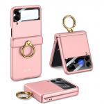 L&ouml;&ouml;gikindel soomus&uuml;mbris Samsung Galaxy Z Flip 4 5g jaoks, magnetilise hingega kaaner&otilde;nga kronsteini alus&uuml;mbris Samsung Z Flip4 hingedega &uuml;mbrisele case with ring roosa