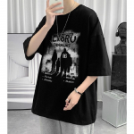 Meeste l&uuml;hikeste varrukatega T-s&auml;rgid Graafilise tr&uuml;kiga kirjaga Poolvarrukatega T-s&auml;rgid Pullover T-s&auml;rk Juhuslik T-s&auml;rk Meeste Korea Vabaaja Kaela Retro Topid M must