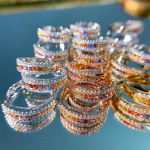 Moodne temperamendiga kaetud 18k kullaga haldjas nimiv&auml;&auml;rtus vikerkaare safiirist gradiendi simulatsiooniga teemants&otilde;rmus rida s&otilde;rmus Resizable kuld