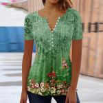 (V&uuml;rtsikas kana)Naiste s&auml;rkpluusi n&ouml;&ouml;biga Retroprinteriga l&uuml;hikeste varrukatega vabaaja tavaline &uuml;mara kaelusega tavaline topp L