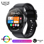 LIGE juhtmevaba laadimiskell meestele Nutikas k&auml;ekell veekindel sporditreeningu j&auml;lgija Bluetooth-k&otilde;ne nutikell mees Android IOS-ile silicone strap must