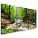 Kolmeosalise pildiga l&otilde;uenditr&uuml;kk Waterfall Forest Stream Nature 60x40 roheline