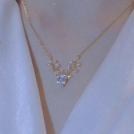 Tere, armas hirvesarvepea p&otilde;dra ripats kaelakee naiste moe jaoks, tsirkoonist v&otilde;luv kett, kaelakee, peo ehted, kingitused valge