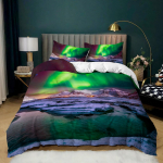 3D Arctic Aurora voodipesukomplekt Ilus maastik tekikate padjap&uuml;&uuml;r 2/3 t&uuml;kki AU180 * 210 t&auml;issuuruses kiiresti kuivav kodusisustus DE 135x200cm