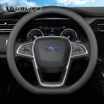 Diameter 38 CM Car Steering Wheel Cover Leather Auto Accessories For Ford Focus Kuga ecosport explorer  C max ranger D-Shape