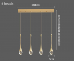 S&ouml;&ouml;gitoa l&uuml;hter Moodne LED-kristalllamp eluk&ouml;&ouml;k saar ripplamp Creative Water Drop must valgustusseade 4 heads-Long plate