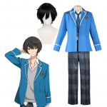 Anime Ensemble'i staarid Cosplay Knights Tsukinaga Leo Trickstar Hokuto Hidaka Narukami Arashi Aoi Yuta poiste ja t&uuml;drukute koolivormid L-(Costume+Wig)