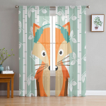 Multifilm Fox White Kask L&auml;bipaistvad kardinad Elutoa aken T&uuml;llkardinad Magamistoa K&ouml;&ouml;gi jaoks Kodukaunistus Voile kardinad W135 x H115cm x1