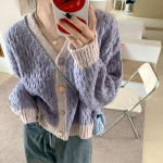 Pehme ja kleepuv sviiter vintage kootud kardigan s&uuml;giseks ja talveks &uuml;he rinnaga vintage kampsun avar kardigan naiste topp One Size lavendel