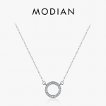 Modian 925 Sterling h&otilde;bedane s&uuml;dameripats, mood klassikaline l&auml;bipaistev kuubiktsirkooniumoksiidr&otilde;ngas kaelakee naistele luksuslikud ehted h&otilde;be