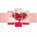 5 t&uuml;kki Punased s&uuml;damekujulised puud Pildid Dekoratsioon Moodne seinakunst HD-tr&uuml;kised Plakatid Modulaarne l&otilde;uendmaalingud Elutoa sisekujundus Ilma raamita 20x35cm*2 20x45cm*2 20x55cm*1