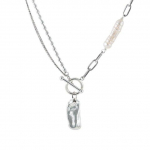 925 Sterling h&otilde;be ebaregulaarne barokk p&auml;rlikee naistele geomeetriline OT klambriga kaelakee peoehted Uus