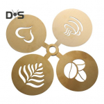 4 tk / komplekt roostevabast terasest kohvi &scaron;abloonid erineva &otilde;&otilde;nsa mustriga latte kunsti vorm Cappuccino kunsti mallid koogi kaunistus kuldne