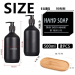 2 tk pudelit t&auml;idetav esteetilise seebi &scaron;ampoon reisimiseks suure mahutavusega vannitoaseebi &scaron;ampooni dosaator bambusalusega 6 sildiga matt must v&auml;rv