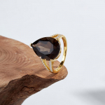 Suurep&auml;rane mood suur kalliskivist naturaalne suitsune s&otilde;rmus S925 h&otilde;bedane klassikaline, m&otilde;eldud naistele ja t&uuml;drukutele juubeli- ja s&uuml;nnip&auml;evakingitusteks US RING SIZE:6# kollane