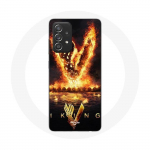 Coque pour Samsung Galaxy A33 5G Vikings S&eacute;rie Saison 6 logo V Ep&eacute;e de Feu Fond Noir