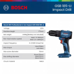 Bosch GSB 185 LI elektriline puur 18 V professionaalne liitium-ioon l&ouml;&ouml;ktrell v&otilde;ib hoiatada t&uuml;hja aku ja t&ouml;&ouml;riista rikete eest