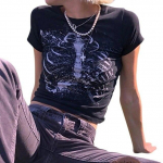 Punk Streetwear 90ndate vintage l&uuml;hikeste varrukatega naiste T-s&auml;rk gooti stiilis Harajuku grunge graafilise tr&uuml;kiga Summer Slim M must