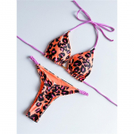 Leopard Printed Halter Scrunch Butt Bikiinid Naiste ujumisriided Naiste ujumistrikoo Kaheosaline bikiinide komplekt supluskost&uuml;&uuml;m, ujumine M