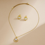 1 komplekt roostevabast terasest &otilde;&otilde;nsa &uuml;mmarguse kujuga kaelakee k&otilde;rvar&otilde;ngakomplekt, tsirkoonist kullast ketiga kaelakee naistele Ehted Aksessuaarid