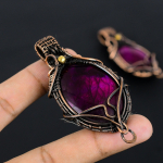 Natural Pink Labradorite Gemstone Copper Wire Wrapped Pendant Gift 3 j6g55