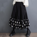 Must plusssuurus K&otilde;rge v&ouml;&ouml;kohaga vintage Polka Dot kevad Suvi S&uuml;gisene vaba pikk naiste seelik